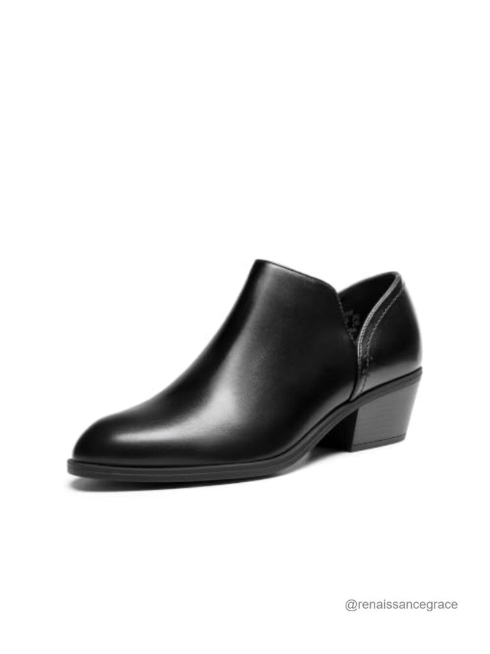 Women's Ankle Boots Chunky Heel Dress Booties Faux Leather Side Zip